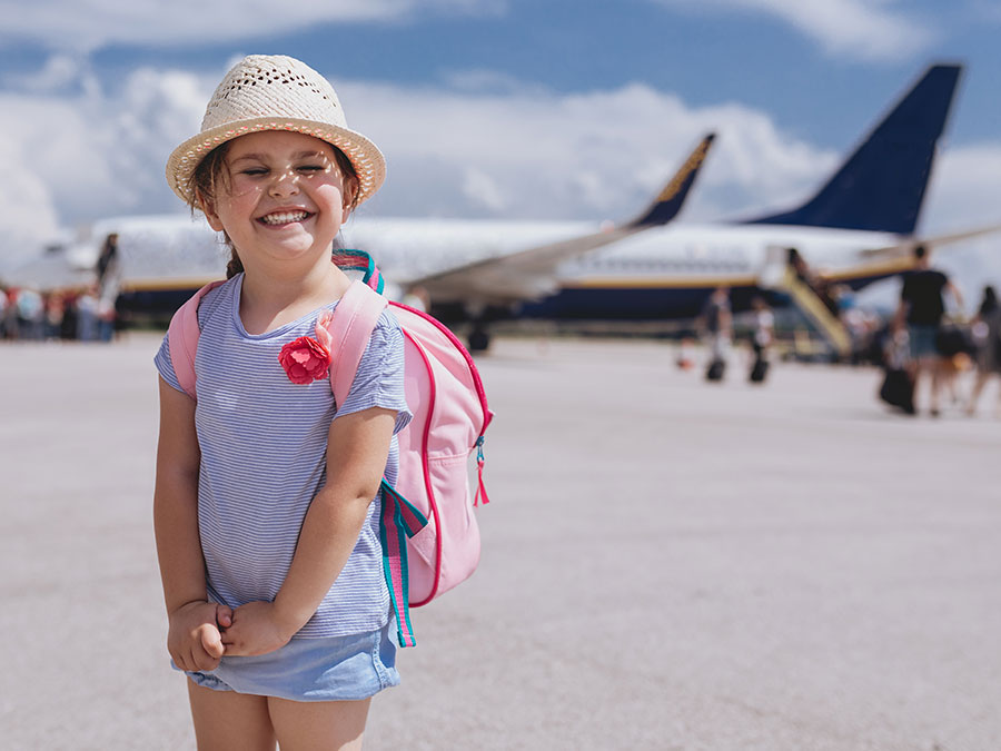 Toddler travelling with a backpack