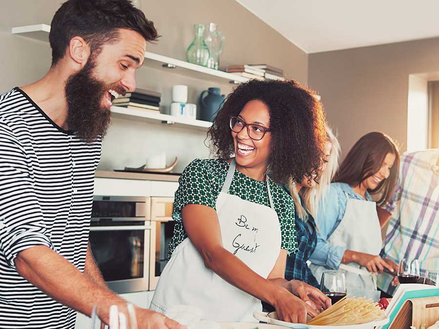 Friends cooking